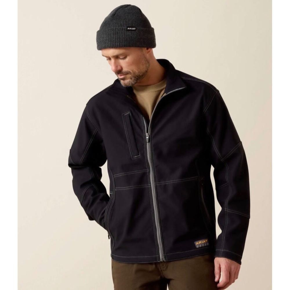 Ariat Rebar Mens Black Stretch Canvas Softshell Jacket‎ 10020777 Large NWT